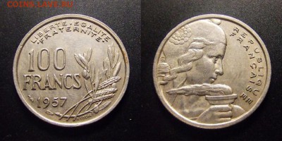 МОНЕТЫ МИРА 10-16 - Франция – 100 франков (1957)