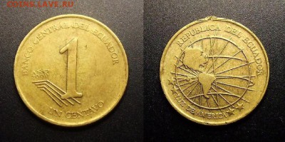 МОНЕТЫ МИРА 10-16 - Эквадор – 1 сентаво (2000) «Карта Америки» лат.