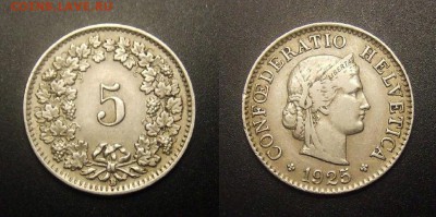 МОНЕТЫ МИРА 10-16 - Швейцария – 5 раппен (1925)