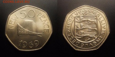 МОНЕТЫ МИРА 10-16 - Гернси – 50 пенсов (1969) «Шляпа герцога Нормандии» (UNC)