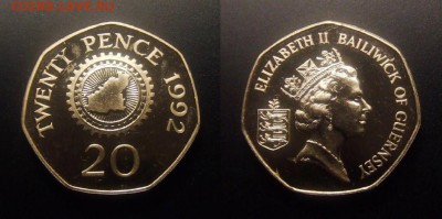 МОНЕТЫ МИРА 10-16 - Гернси – 20 пенсов (1992) «Карта острова» proof