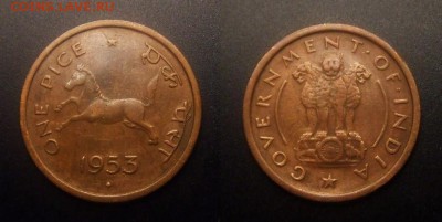 МОНЕТЫ МИРА 10-16 - Индия – 1 пайс (1953) «Конь» бронза