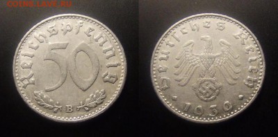 МОНЕТЫ МИРА 10-16 - Германия (3-й Рейх) – 50 рейхспфеннигов (1939 В) алюм.