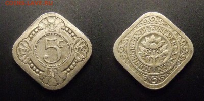 МОНЕТЫ МИРА 10-16 - Нидерланды – 5 центов (1914) «Апельсиновое дерево» медь-ник.