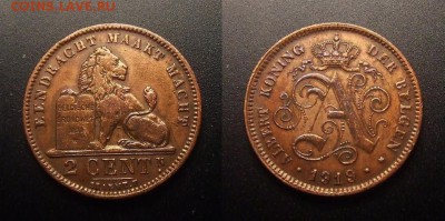 МОНЕТЫ МИРА 10-16 - Бельгия – 2 сантима (1919) медь