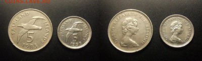 МОНЕТЫ МИРА 10-16 - Фолклендские острова (набор - 5 центов; Альбатрос) (2 шт.)