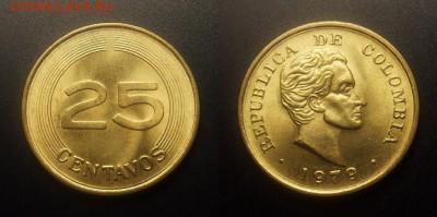 МОНЕТЫ МИРА 10-16 - Колумбия – 25 сентаво (1979) алюм.-бронза