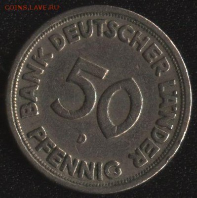 ФРГ 50 пф. 1949D BANK DEUTSCHER LANDER до 22:00мск 16.10.16 - ФРГ 50 пфеннигов 1949 -1