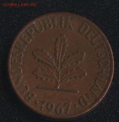 ФРГ 1 пфенниг 1967G до 22:00мск 16.10.16 - ФРГ 1 пфенниг 1967 -2