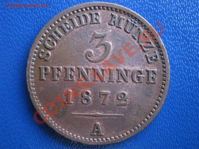 Пруссия 3 пфенинга 1872 г. - Изображение 7473