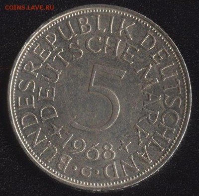 ФРГ 5 марок 1968G Ag! до 22:00мск 16.10.16 - ФРГ 5 марок 1969 -1