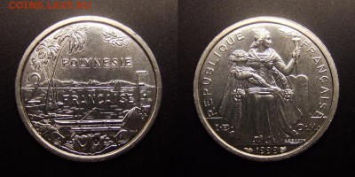 МОНЕТЫ МИРА 10-16 - Франц. Полинезия - 2 франка (1999) «Вид гавани» (UNC)