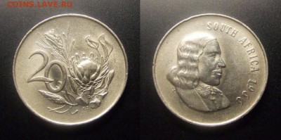 МОНЕТЫ МИРА 10-16 - ЮАР – 20 центов (1966) «Протея; исследователь Ян ванн Рибек (SOUTH AFRICA)»