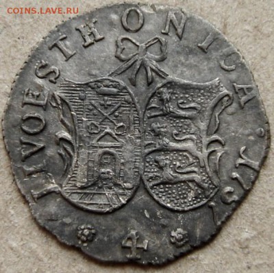 4 копейки 1757 года. ливонез. Оценка. - 3