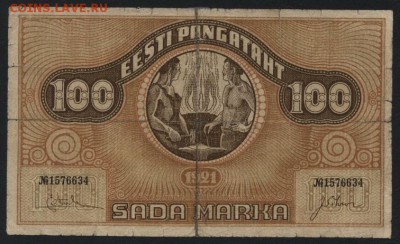 100марок 1921 г. Эстония. Не частая до 22-00 мск 16.10.16 г. - 100 марок 1921 Эстония аверс