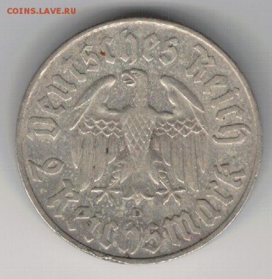 Ag ГЕРМАНИЯ 2 РЕЙХСМАРКИ 1933D ЛЮТЕР ДО 20.10-22.00 (Г681) - 5-г2мл1