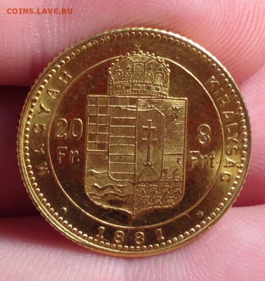 Австрия 1881 года 20 франков 8 флоринов gold - image