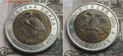 Красная Книга 1993 50 руб - 5 монет до 23.10.16 в 22.00 - КК_93_Аист