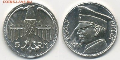 Жетон 5 рейхсмарок Гитлер - жетон-5RM-Гитлер-1935