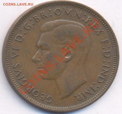 Великобритания 1 пенни.1948 г.До 21.12.10 г.20-00 МСК. - Британия пенни 48.1