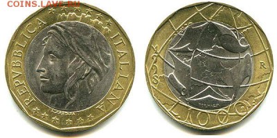 биметалл! Италия 1000 лир 1998 Евросоюз - ital-1000-1998_b
