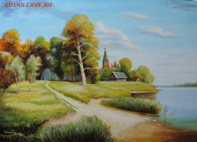 КАРТИНА большая "Старое село на берегу реки" - DSCN4022