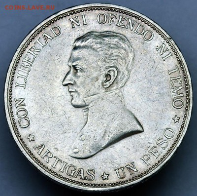 Уругвай_1 песо 1917. Крупное серебро; до 18.10_22.23мс - 12680