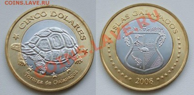 5 $ 2008 Галапагосские о-ва Биметалл_____20.12___23.00мск - 5 долларов 2008