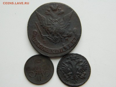 Денга 1731г пятак 1770г копейка 1866г - DSCN5170.JPG
