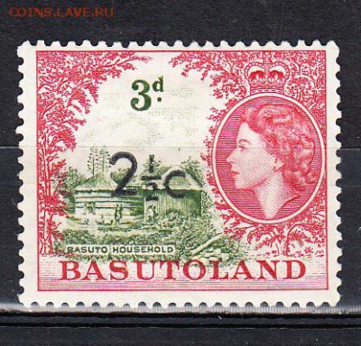 Колонии 1961 Вasutoland 1м 2,5д надпечатка - 252