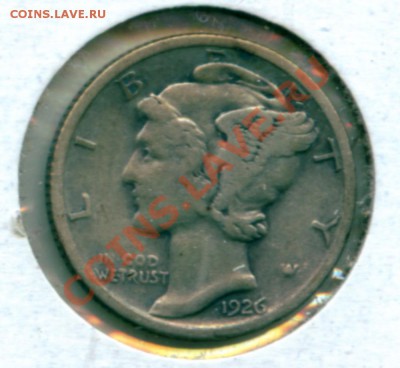 L66 Mercury Dime 10¢ США 1926 VG_F до 26.12 в 22°° - L66 Dime USA 1926 VG_F_1