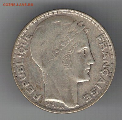 Ag ФРАНЦИЯ 10 ФРАНКОВ 1929 ДО 27.10 В 22.00МСК (Г888) - 5-фр1929