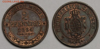 2 пфеннига 1864 B Королевство Саксония UNC - IMG_1341.JPG