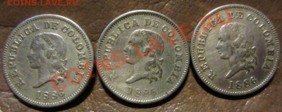 Колумбия 5 сентавос 1886г. Остатки! - 2-