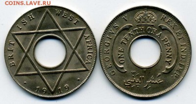 10 пенни UNC. брит Зап Африка 1919г. до 30 10 16 до 22-00 - фф088