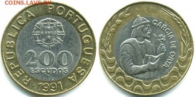биметалл! Португалия 200 эскудо 1991 Гарсиа де Орта - 5358f1780a9cd