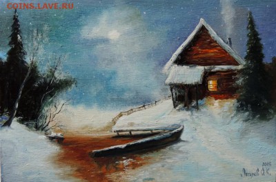 КАРТИНА "Заимка освящённая луной"холст,масло - DSCN4071