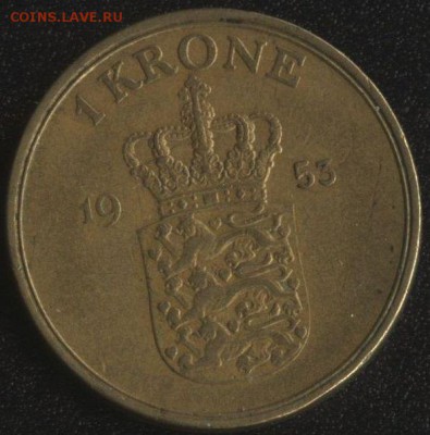 Дания 1 крона 1953 до 22:00мск 01.11.16 - Дания 1 крона 1953 -1