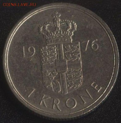 Дания 1 крона 1976 до 22:00мск 01.11.16 - Дания 1 крона 1976 -1