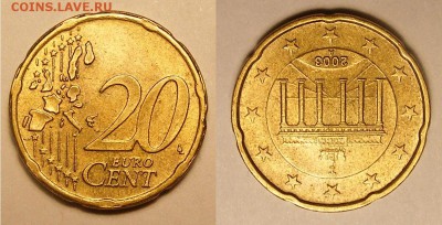 Брак на 2 иностранных монетах. На оценку. - 20 центов брак 1