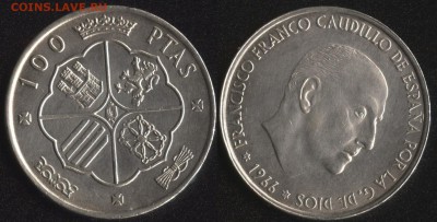Испания 100 песет 1966 (Ag!) до 22:00мск 02.11.16 - Испания 100 песет 1966 (Ag!)