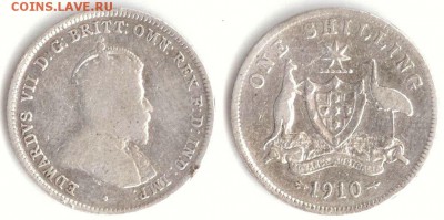 шиллинг: история появления и обращения. - Австралия 1 шиллинг 1910 (L) KM-20
