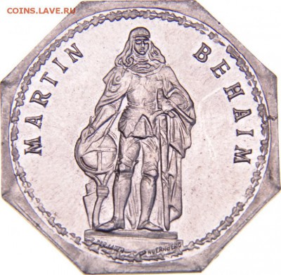 Нюрнберг 20 пфенингов Martin Behaim 1921 до 7.11 в 22.10 - Нюрнберг 20 пф. Martin Behaim 1921