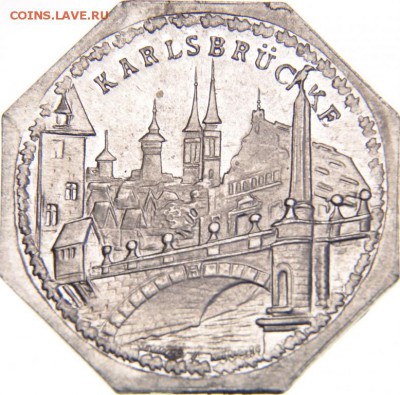 Нюрнберг 20 пфенингов Karlsbrucke 1921 до 7.11 в 22.10 - Нюрнберг 20 пф. Karlsbrucke 1921