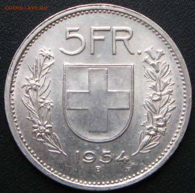 5 франков Швейцария 1954 - аверс