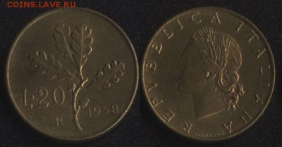Италия 20 лир 1958 РУБЧ.ГУРТ до 22:00мск 9.11.16 - Италия 20 лир 1958 РУБЧ.ГУРТ
