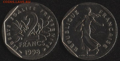 Франция 2 франка 1998 до 22:00мск 9.11.16 - Франция 2 франка 1998