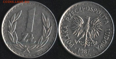 Польша 1 злотый 1987 до 22:00мск 10.11.16 - Польша 1 злотый 1987