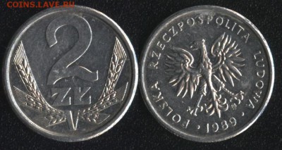 Польша 2 злотых 1989 (алюминий) до 22:00мск 10.11.16 - Польша 2 злотых 1989
