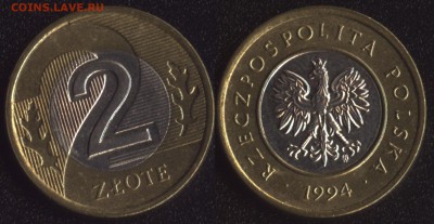 Польша 2 злотых 1994 БИМ до 22:00мск 10.11.16 - Польша 2 злотых 1994